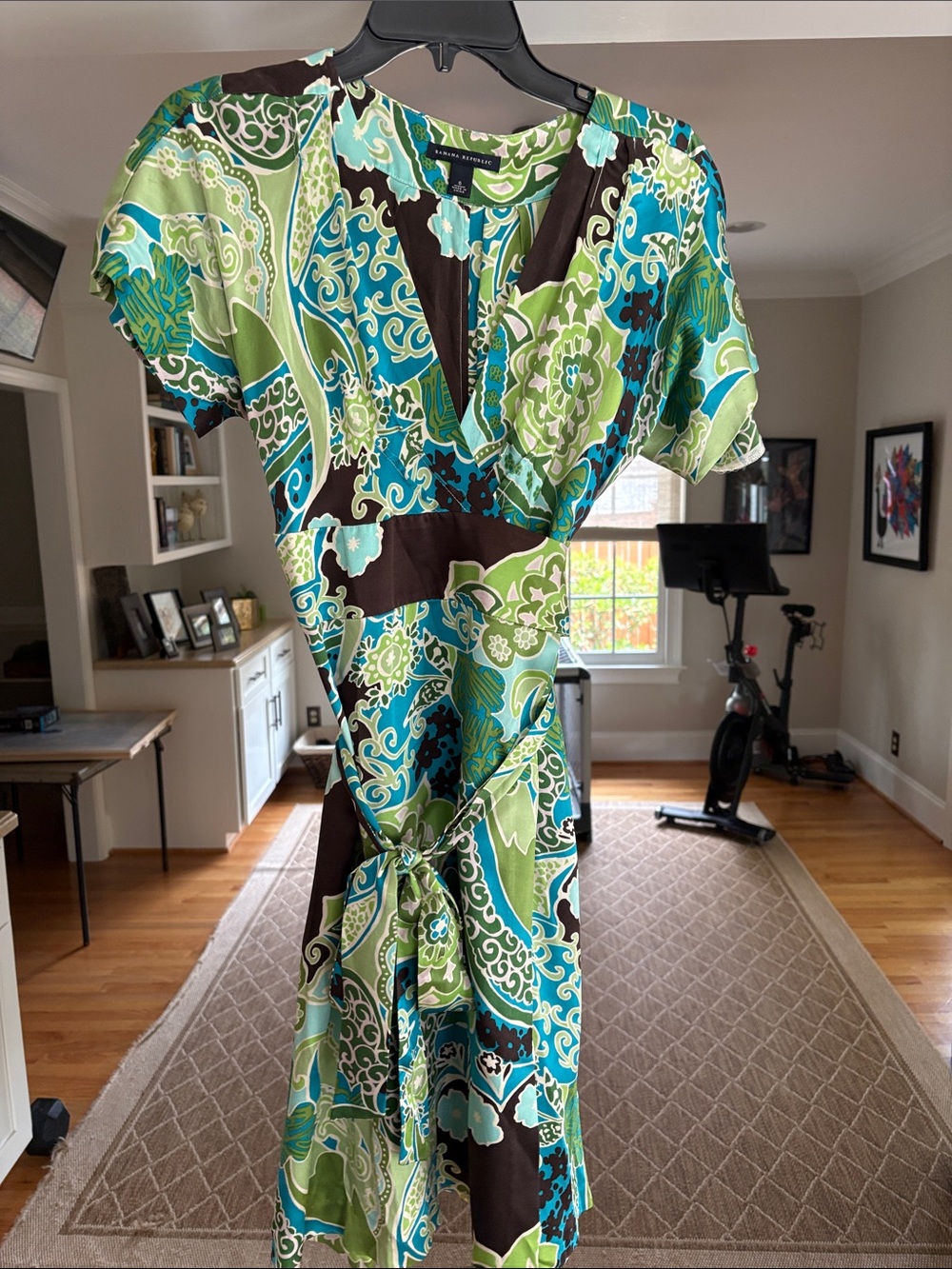 Banana Republic Silk Green & Turquoise Paisley Wrap Dress